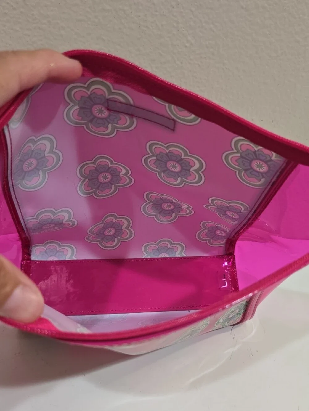 Vera Bradley Bright Pink Floral Vinyl Cosmetic Pouch